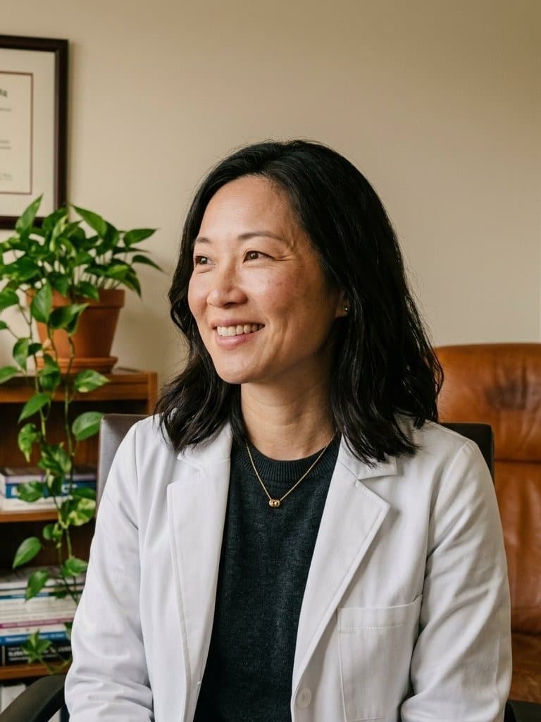 Dr. Sarah Chen, family medicine physician, in her Austin practice